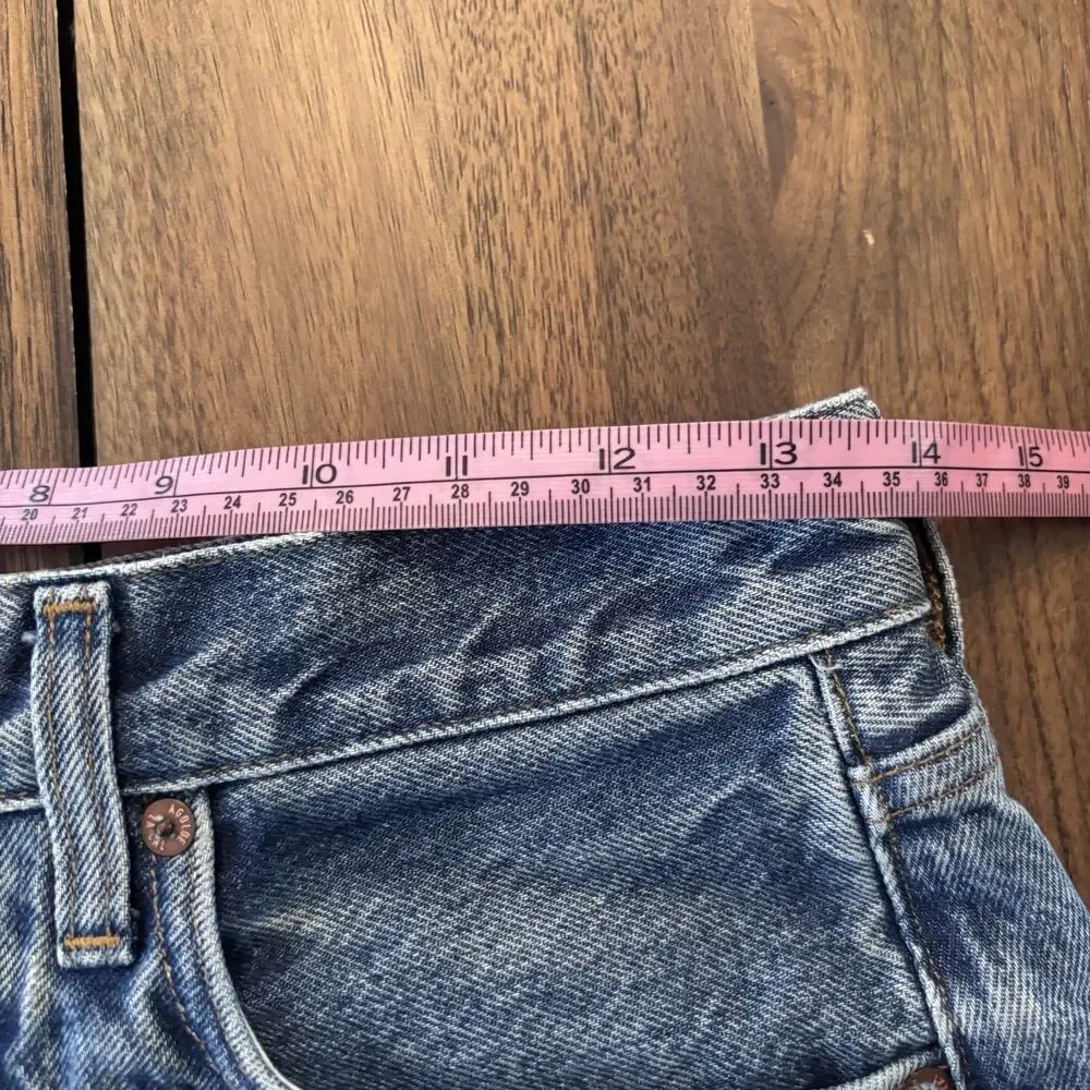 AGOLDE Parker High Waist Distressed Denim Cut Off Shorts Med Wash Blue Size 25